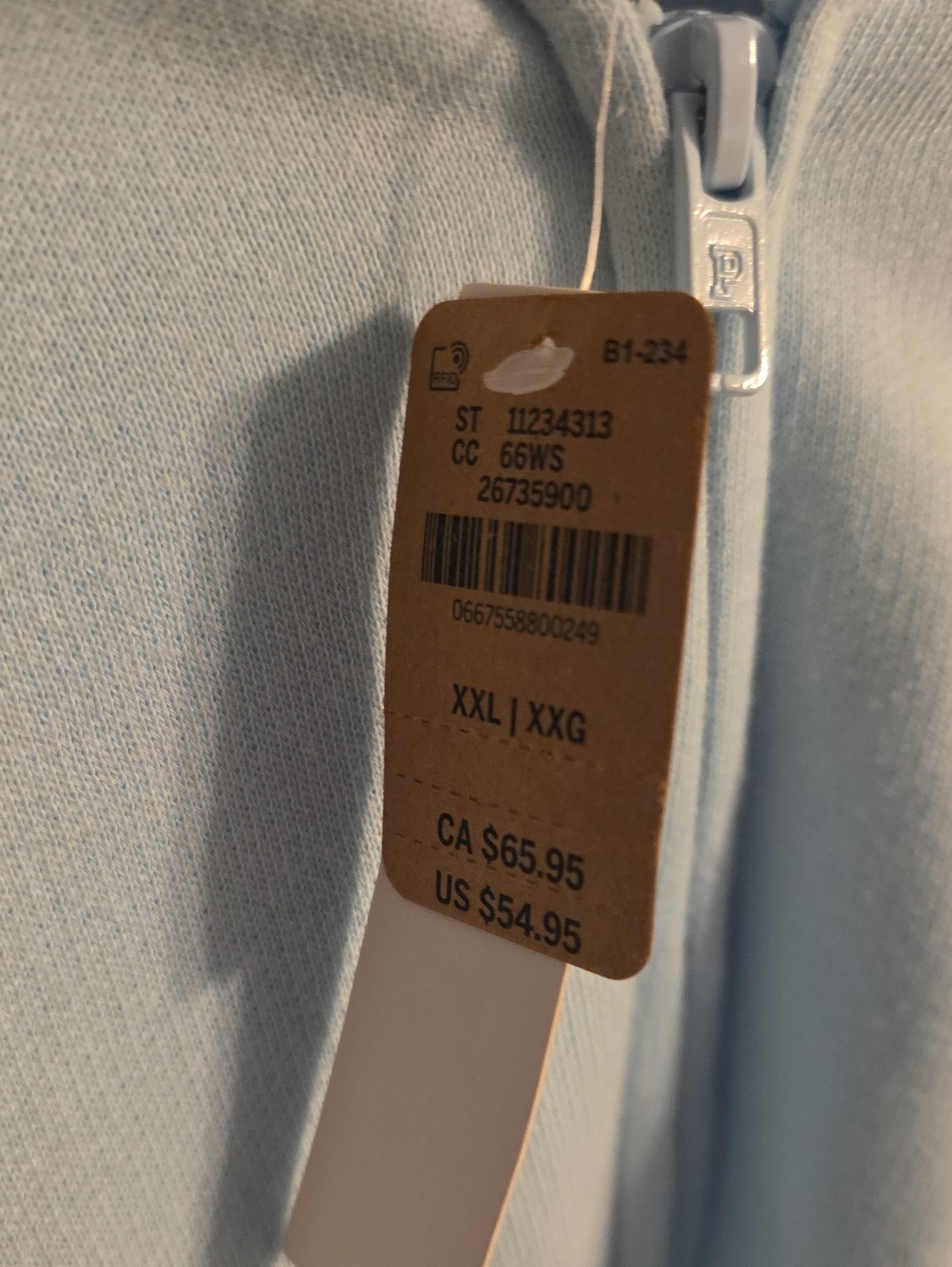 PINK Victoria's Secret Light Blue Zip Hoodie with Navy Crest - Picture 2 of 3